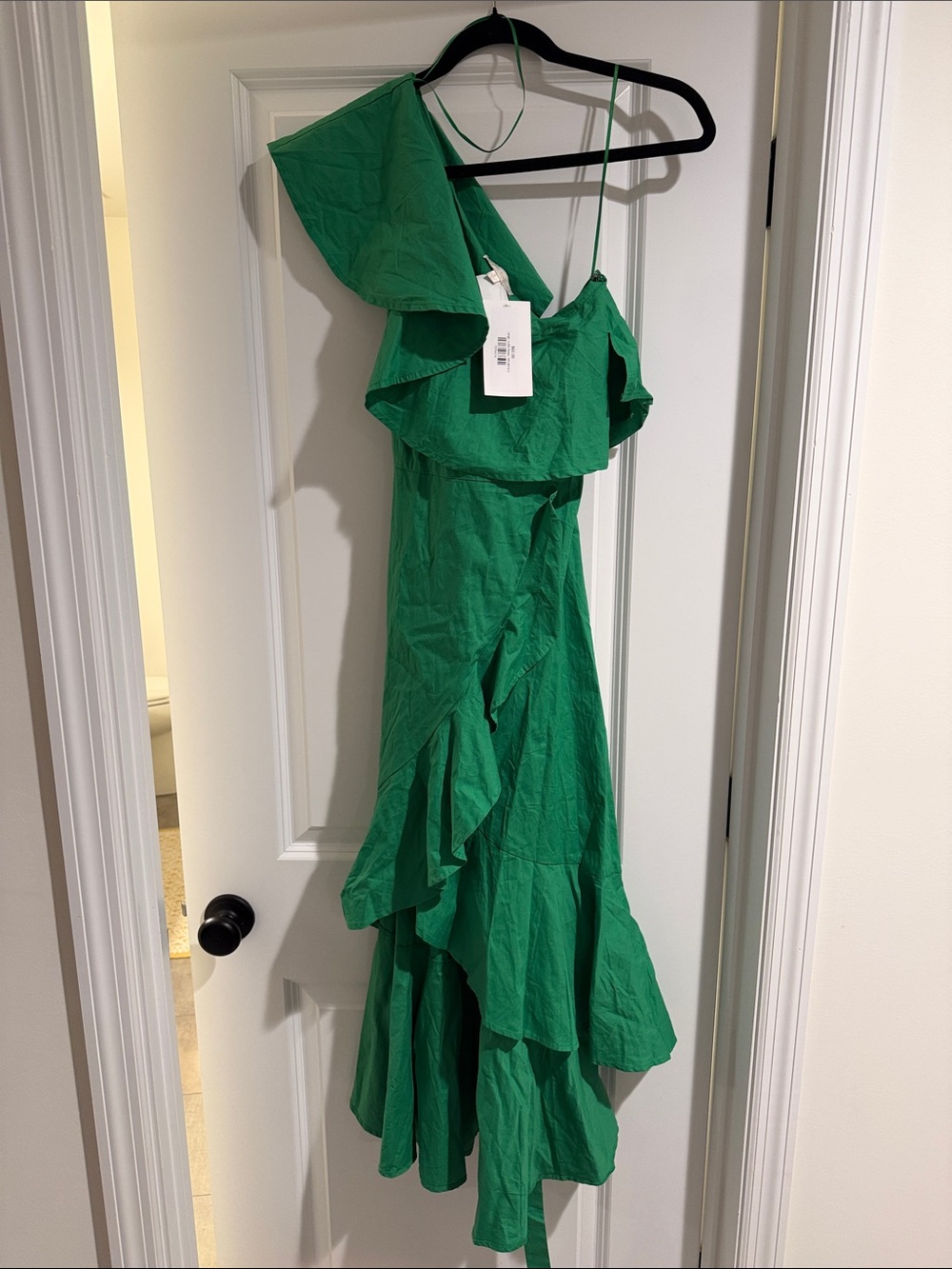 Flying Tomato Emerald One-Shoulder Ruffle Dress